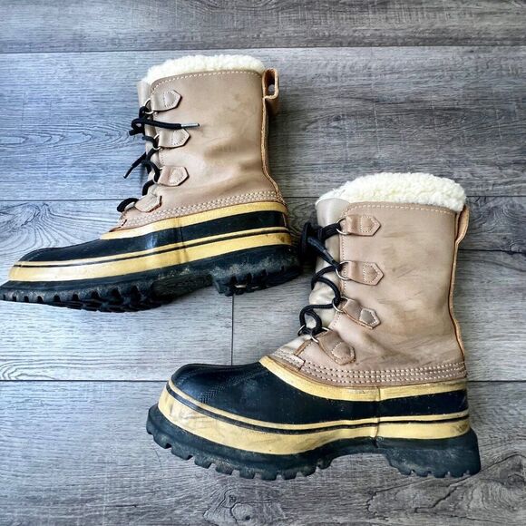 Sorel Caribou Waterproof Boots Wool Liners Lace Ups Snow Rain Utility Warm Mens - Picture 3 of 11